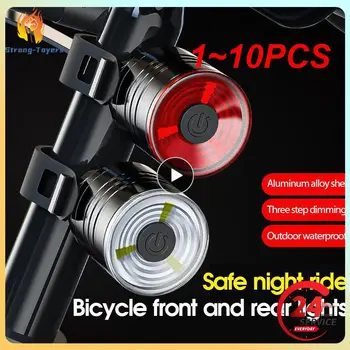 1 ~ 10ШТ Велосипедный задний фонарь из алюминиевого сплава, шлем, сигнальная лампа для ночной езды, Горный велосипед, светодиодная фара, задний фонарь IPX4 11