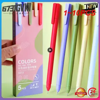 1 ~ 10ШТ Гелевая ручка Morandi 0,5 мм, Заправка Гладкими чернилами, Прочная ручка для подписи, 5 цветов, Подарочный набор ручек Macarons винтажного цвета 15