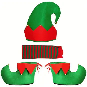 1 Комплект взрослых эльфийских сапог, шляпа, Праздничный Рождественский костюм, аксессуар, Рождественский Новогодний Эльфийский фетровый набор, Подарки Navidad 13