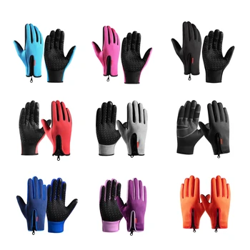 1 Пара велосипедных перчаток, термальные ветрозащитные варежки с сенсорным экраном, женские Мужские 14
