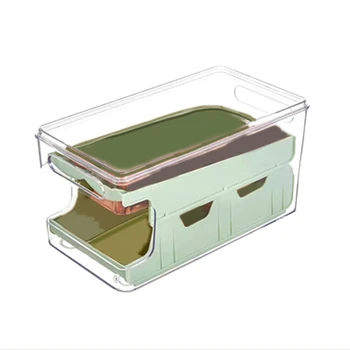 1 ШТ. Выдвижная коробка для яиц Кухонный Холодильник Прозрачный Ящик для хранения Автоматический Яичный рулет Коробка для консервирования фруктов и овощей Зеленый 13