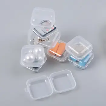 10 шт./компл. Мини-прозрачная квадратная коробочка для хранения таблеток, контейнеры для хранения мелких предметов Ручной работы, часть шкатулки для ювелирных изделий, Защитная коробка для ушей. 17
