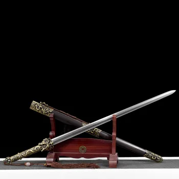 105-сантиметровый средневековый меч дракона, готовый к бою, Дамасская сталь, меч древнего короля Цзянь Чжэня, острая стальная катана с цепным узором 9