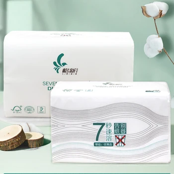 16 Упаковок туалетной бумаги для лица, 3 слоя утолщенной натуральной древесной массы, Гибкие бумажные полотенца, Водорастворимая гостиничная ткань для печати 2
