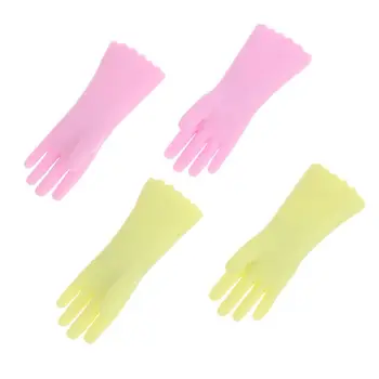 2 пары розово-зеленых перчаток для кукольного домика в масштабе 1/12, аксессуары для кукол, миниатюрные перчатки для уборки, модель сцены, декор для прачечной. 13