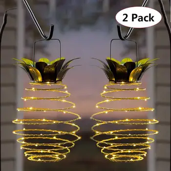 2 Упаковки наружных солнечных фонарей Pineapple Садовый Декор Перезаряжаемый светодиодный Солнечный ландшафтный светильник для забора на заднем дворе, дорожка Теплый белый 15