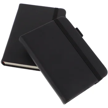 2 шт. маленький карманный черный журнал, миниатюрный блокнот, записные книжки для письма из искусственной кожи Office