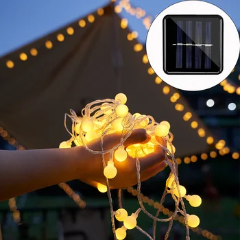 200 LED солнечный шар мяч строка огни солнечные Фея огни строки для внутреннего наружного свадьбы Рождество сад декор 16