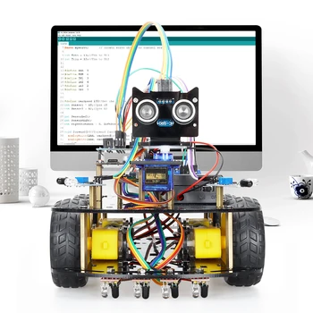 2022 Новый автомобильный комплект Smart Robot для проекта программирования Arduino Uno R3, обучающий робототехнике Stem, комплекты без батареек