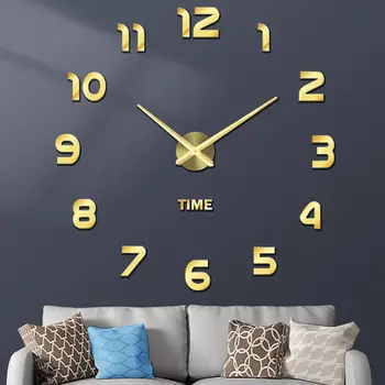 2022 Современный Дизайн Большие Настенные часы 3D DIY Кварцевые Часы Модные Часы Акриловые Зеркальные наклейки Для гостиной Домашний Декор Horloge 13