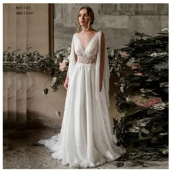 2023 Длинное свадебное платье без рукавов из шифона и атласа с вырезом лодочкой и пуговицами Vestido De Noiva, Китай, свадебные платья 13