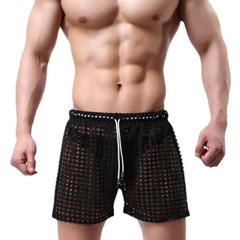 2023 Летние новейшие мужские сексуальные Прозрачные полые шорты, модные пляжные плавки, домашняя пара, пляжная одежда для мужчин, Свободные пляжные брюки 1