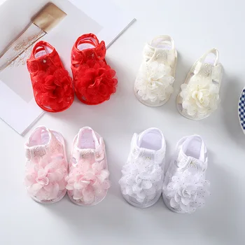 2023 Летние новые сандалии, обувь принцессы для маленьких девочек, сетчатая обувь с крупными цветами, обувь для малышей, детская обувь для девочек 3