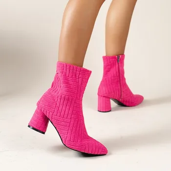 2023 Новейший модный бренд, Мягкая женская обувь на высоком каблуке, уличные женские ботинки, женские ботильоны на каблуках, женская обувь 16