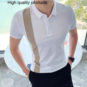 2023 Новые хлопчатобумажные мужские поло, однотонная классическая рубашка с коротким рукавом, высококачественная Повседневная деловая Социальная S-5XL