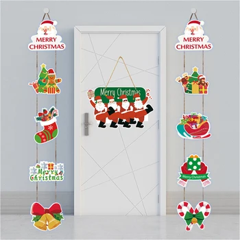 2023 Рождественский декоративный баннер на двери, Санта-Клаус, Снеговик, Лось, Двустишие, Веселое Рождественское украшение для дома, Рождественские украшения 11
