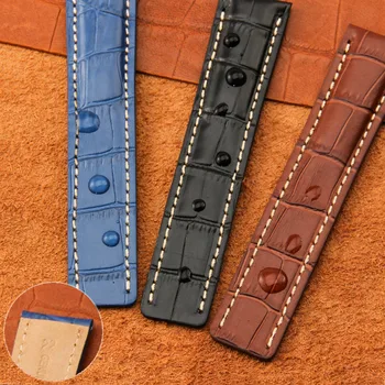 22 мм 24 мм Ремешок из натуральной кожи для водонепроницаемого браслета Breitling, мужской женский спортивный браслет, замена ремешка для часов из воловьей кожи 9