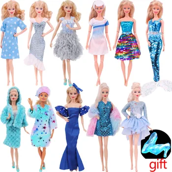 25 Стильная Синяя Одежда Barbies Платье + Обувь Модные Повседневные Наряды для 11-дюймовых Кукол Barbies Одежда Аксессуары, Подарки 1/6BJD Blythe 2