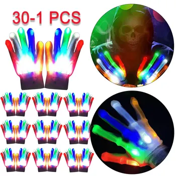 30-1 ШТ. Светодиодная мигающая перчатка, неоновые красочные светящиеся игрушки для подсветки большого пальца, детские вечеринки и украшения на Хэллоуин, Счастливый Хэллоуин 3