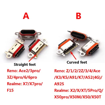 30/50 шт. Разъем для Зарядки через USB Для OPPO Reno Ace 2 2Z Z 3Z 4 3 6 Pro K3 K5 K7 A91 A92S Q Realme X X2 5 X50 X7 Зарядное Устройство Док-Порт 11