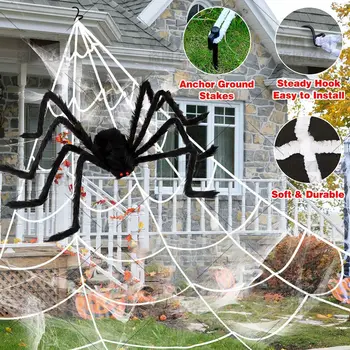30 см / 125 см / 150 см/200 см, черный разноцветный Паук, украшение для Хэллоуина, реквизит для дома с привидениями, гигантский декор на открытом воздухе