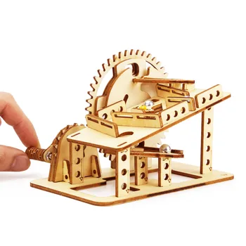 3D Деревянные игрушки-головоломки с мраморным бегом, детский железный шар, механическая сборка гусениц, строительная модель для сборки головоломки Монтессори своими руками 17
