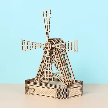 3D Новая трехмерная головоломка, собранные игрушки, сделай сам Креативная деревянная игрушка-ветряная мельница, украшение рабочего стола 20