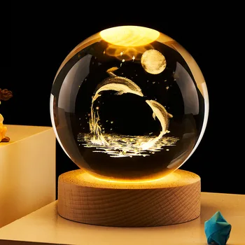3D Светодиодный ночник Хрустальный Шар Настольная атмосфера USB Лампа Подарки детям на День Рождения Декор спальни Галактика Звездное Небо Проектор Свет 6