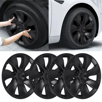 4шт Колпаки Матово-черная крышка колеса Замена колпака ступицы для Tesla модель Y 2020-2023 1