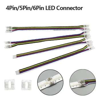 5 шт./лот 4Pin 5Pin 6Pin COB LED Strip Light Connector PCB RGBCCT RGBWW Light Strip to Strip /Wire FOB Угловой Разъем Без сварки 18