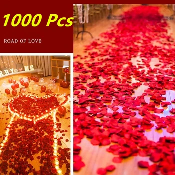 500/1000 шт Искусственных лепестков роз, Красочный романтический шелковый цветок розы на годовщину свадьбы, для свадебного украшения, Поставки роз 10