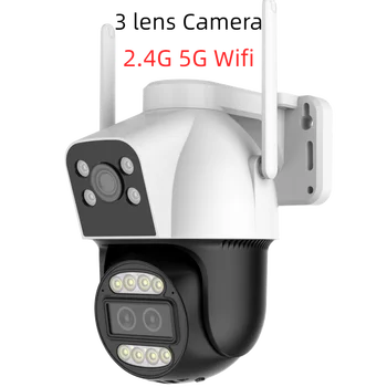 5G 2.4 G Двойной Wifi 2MP Слежение За человеком Беспроводная IP PTZ Камера P2P Цветная ИК Ночного Видения Обнаружение Движения 5G 3-Объективная Wifi Камера 1