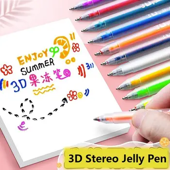 6 шт./компл. Многоцветная 3D Стерео Желейная Ручка 3D Трехмерная Керамическая Металлическая Стеклянная Ручная Бухгалтерская Ручка Highlighter Pen Student 11