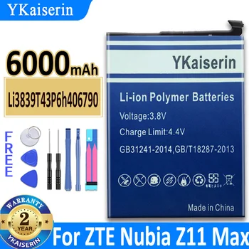 6000 мАч YKaiserin Аккумулятор Li3839T43P6h406790 Для ZTE Nubia Z11 Max NX523 NX523J NX535J Оригинальный Мобильный Телефон Bateria 14
