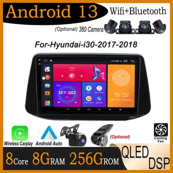 9 дюймов для Hyundai i30 2017-2018 Android-13, автомобильный радиоприемник, мультимедийный видеоплеер, GPS-навигация Carplay 20