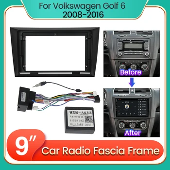 Android Автомобильный Радио Стерео Плеер Панель Приборной Панели Рамка 16-Контактный Кабель Питания Canbus Box Для Volkswagen VW Golf 6 2008-2016