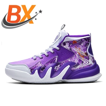 BXBR 2023 Мужская Женская фиолетовая баскетбольная обувь, Дышащая нескользящая спортивная обувь для мальчиков, спортивные кроссовки, мужская обувь для девочек 11