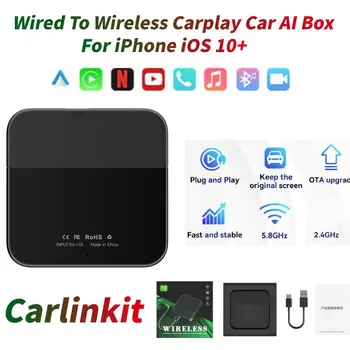 Carlinkit Проводной И Беспроводной Carplay Car AI Box с Индикаторной Лампой WiFi 5,8 ГГц Type C Bluetooth Smart Dongle для iPhone iOS 10 + 5