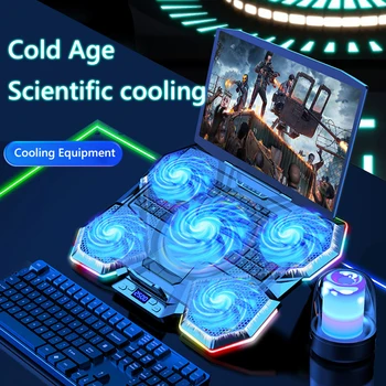 Coolclod RGB подставка для охлаждения ноутбука 5-ядерный вентилятор Держатель для охлаждения ноутбука Регулировка угла Наклона Бесшумный двигатель Двойной интерфейс USB для 12-17 дюймов
