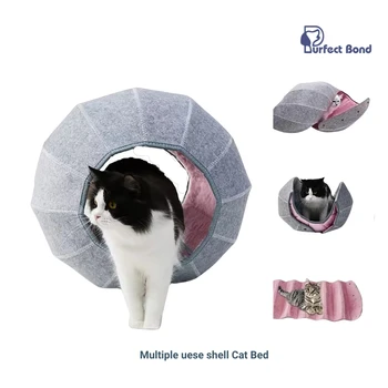 Cute Shell Cat Bed House Indoor, Игрушки Для Кошек С Интерактивным Мячом - Мягкая Кошачья Пещера и Складной Туннель Для Домашних Животных, Многофункциональные Квартиры 5