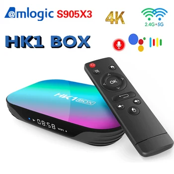HK1 BOX Smart TV Box Amlogic S905X3 Android 9,0 4 ГБ 32 ГБ 64 ГБ128 ГБ 8 К 4 К 2,4 Г и 5 Г Двойной Wifi HD BT 1000 М Медиаплеер Телеприставка