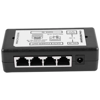 JABS 4-Портовый Poe Инжектор Poe Адаптер питания Ethernet Вывод питания 4,5 (+)/7,8 (-) Вход Dc12v-Dc48v Для Ip-камеры 19