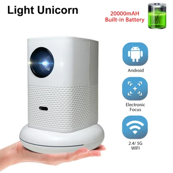 Light Unicorn X8 Поддерживает 1080P 4K HDR Cinema Smart Android 5GWiFi Портативный Открытый Домашний Кинотеатр Видео Светодиодный Проектор С Батареей 16