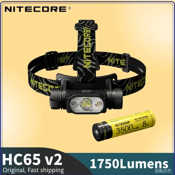 NITECORE HC65 V2 USB Перезаряжаемый Налобный Фонарь 1750 Люмен Фонарик 100 ° Прожекторная Светодиодная Фара Белого и Красного Цвета, Батарея 3500 мАч 18650 4