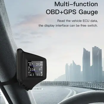 OBD2 + GPS Двойная Система Головного дисплея Автомобильный Цифровой HUD GPS Спидометр 2 Дюйм(ов) ов) ЖК-Сигнализация Превышения Скорости Автомобильный Проектор Скорости 2
