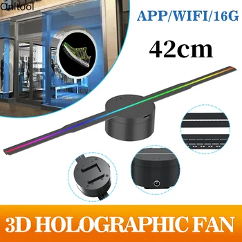 P42 3D Рекламный Проектор Wifi Led Вывеска Голографическая Лампа Плеер Удаленный Рекламный Дисплей 3D Вентилятор Голограмма Проектор Логотип Свет 5