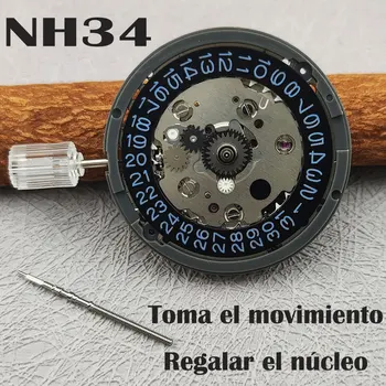 Reemplazo de Accesorios de Reloj Masculino de Calendario Negro de 9 Puntos Del Movimiento Nh34 Importado Original 11