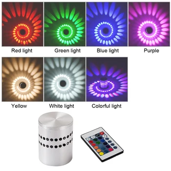 RGB светодиодный потолочный светильник AC85-265V 3 Вт Настенное бра RGB для поверхностного монтажа для украшения художественной галереи, коридора, крыльца, светильника
