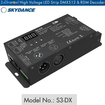 Skydance S3-DX 3-канальный Высоковольтный DMX-Декодер Светодиодной Ленты Переменного Тока 110V 220V с RF 3-Канальным Контроллером RDM XLR3 RJ45 для Полос Переменного Тока RGB 15