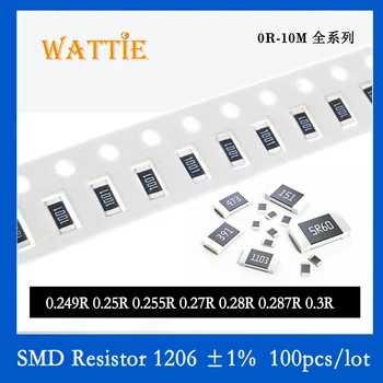 SMD резистор 1206 1% 0.25R 0.255R 0.27R 0.28R 0.287R 0.3R 100 шт./лот микросхемные резисторы 1/4 Вт 3.2 мм * 1.6 мм с низким значением сопротивления